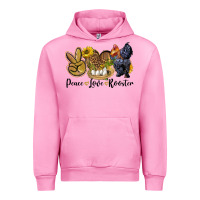 Fuchsia Pink peace love rooster Urban Hoodie - LillyAllenDesigns