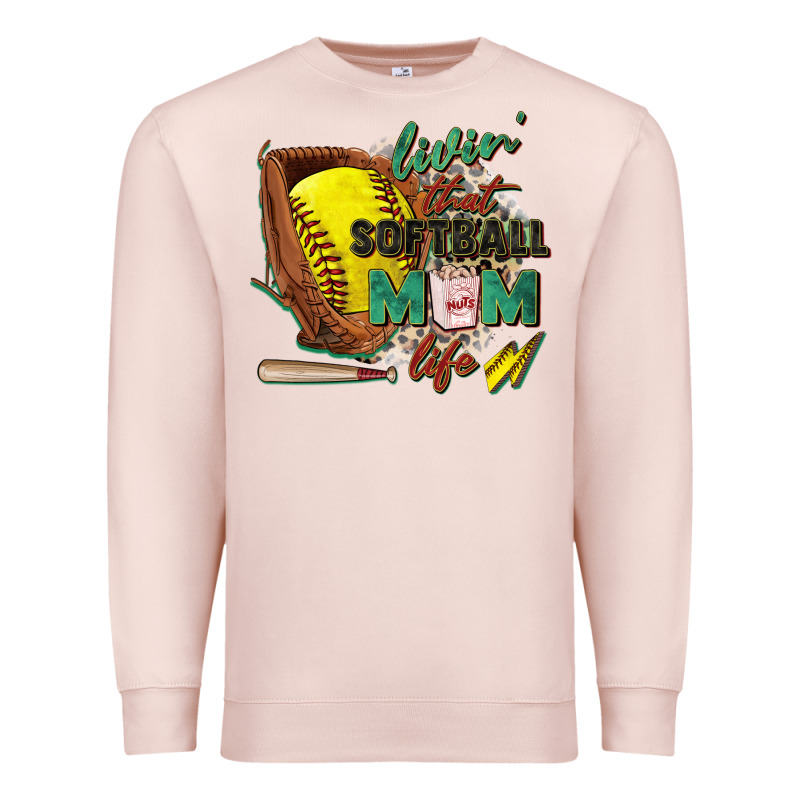 Livin' That Softball Mom Life Premium Sweatshirt by Zillion Design Studio | Teevron