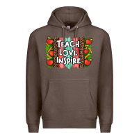 Coffee teach love inspire brushstroke with  and pen leopard Premium Hoodie - Artiststas