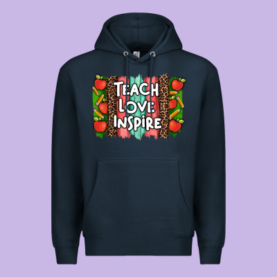 Teach Love Inspire Brushstroke With  And Pen Leopard Premium Hoodie Designed By Artiststas