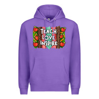 Purple teach love inspire brushstroke with  and pen leopard Premium Hoodie - Artiststas