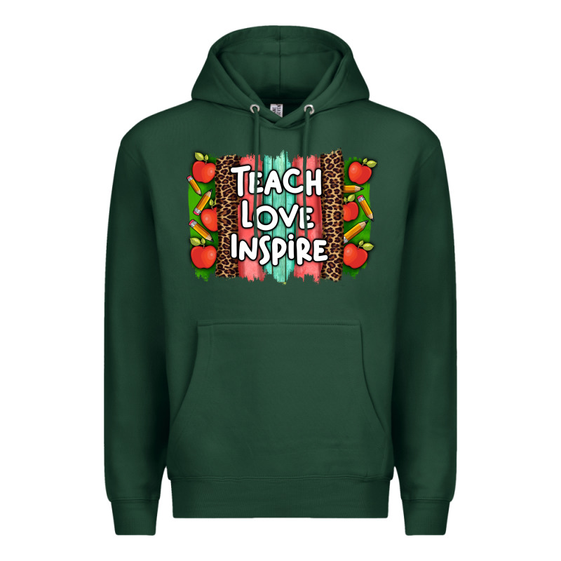 Teach Love Inspire Brushstroke With  And Pen Leopard Premium Hoodie by Artiststas | Teevron