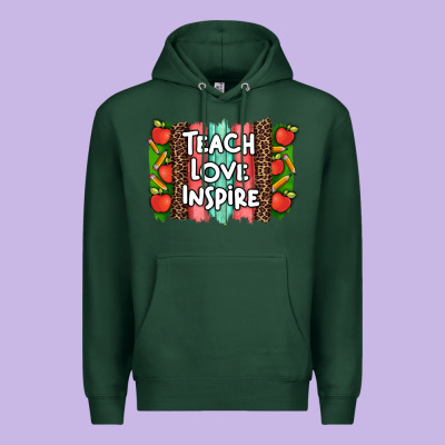 Teach Love Inspire Brushstroke With  And Pen Leopard Premium Hoodie Designed By Artiststas