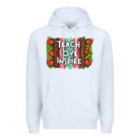 White teach love inspire brushstroke with  and pen leopard Premium Hoodie - Artiststas