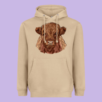 Highland Cow Heavyweight Hoodie Designed By Ranaportraitstore