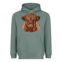 Sage highland cow Heavyweight Hoodie - RanaPortraitStore
