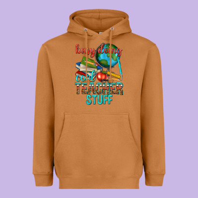 Busy Doing Cool Teacher Stuff Heavyweight Hoodie Designed By Texasbilliewilder