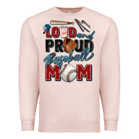 Pale Pink loud and proud baseball mom Premium Sweatshirt - Zillion Design Studio