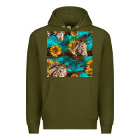 Army Green appaloosa horses and sunflowers seamless pattern Premium Hoodie - BundleAndBundleShop