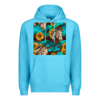 Ocean Blue appaloosa horses and sunflowers seamless pattern Premium Hoodie - BundleAndBundleShop