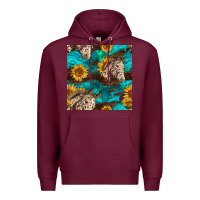 Burgundy appaloosa horses and sunflowers seamless pattern Premium Hoodie - BundleAndBundleShop