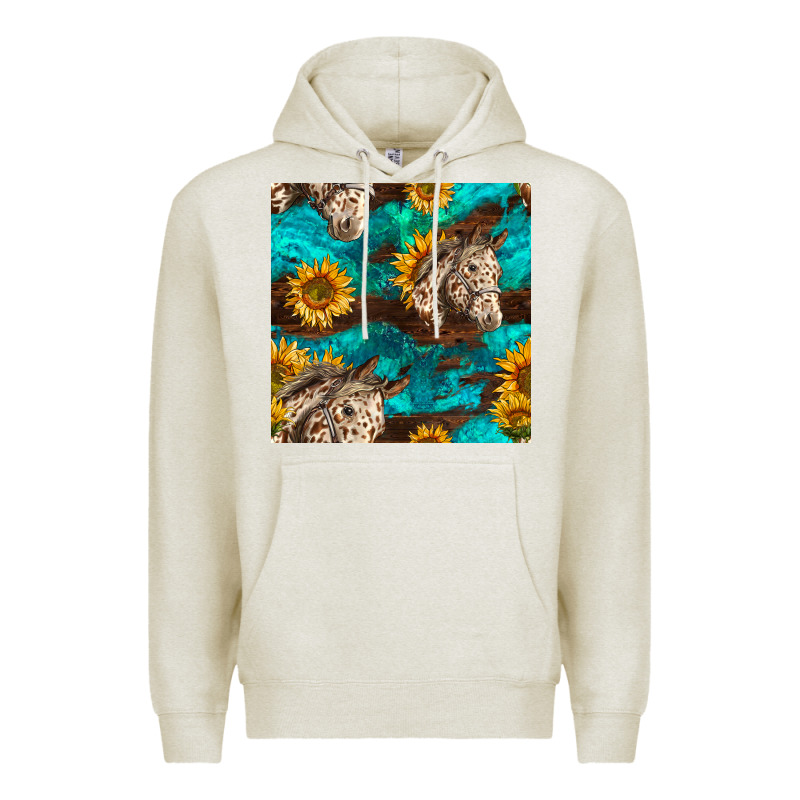 Appaloosa Horses And Sunflowers Seamless Pattern Premium Hoodie by BundleAndBundleShop | Teevron