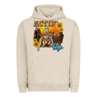 Pigment French Oak actinup with cowgirl Urban Hoodie - NancyCooperArtShop