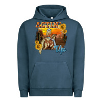 Pigment Midnight Navy actinup with cowgirl Urban Hoodie - NancyCooperArtShop