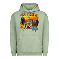 Pigment Oil Green actinup with cowgirl Urban Hoodie - NancyCooperArtShop