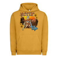 Pigment Peanut Butter actinup with cowgirl Urban Hoodie - NancyCooperArtShop