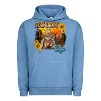 Pigment Pebble Blue actinup with cowgirl Urban Hoodie - NancyCooperArtShop