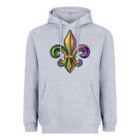 Heather Grey fleur de lis Heavyweight Hoodie - RanaPortraitStore