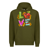 Army Green love with pen and  serape leopard Premium Hoodie - Artiststas