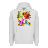Dove Grey love with pen and  serape leopard Premium Hoodie - Artiststas
