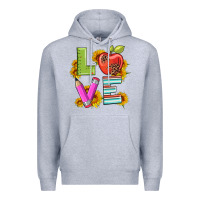 Heather Grey love with pen and  serape leopard Premium Hoodie - Artiststas