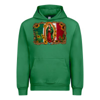 Emerald our lady of Guadalupe Mexican flag background Urban Hoodie - Jasminsmagicworld