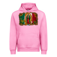 Fuchsia Pink our lady of Guadalupe Mexican flag background Urban Hoodie - Jasminsmagicworld