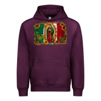 Mauve Wine our lady of Guadalupe Mexican flag background Urban Hoodie - Jasminsmagicworld