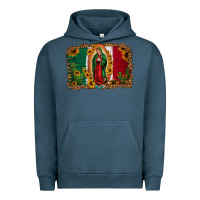 Pigment Midnight Navy our lady of Guadalupe Mexican flag background Urban Hoodie - Jasminsmagicworld