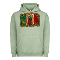 Pigment Oil Green our lady of Guadalupe Mexican flag background Urban Hoodie - Jasminsmagicworld