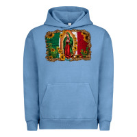 Pigment Pebble Blue our lady of Guadalupe Mexican flag background Urban Hoodie - Jasminsmagicworld