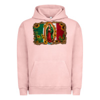 Pigment Salmon our lady of Guadalupe Mexican flag background Urban Hoodie - Jasminsmagicworld