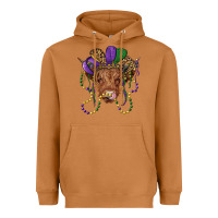 Meerkat highland cow with mardi gras hat Heavyweight Hoodie - RanaPortraitStore