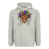 Moon Dust highland cow with mardi gras hat Heavyweight Hoodie - RanaPortraitStore