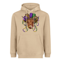 Mushroom highland cow with mardi gras hat Heavyweight Hoodie - RanaPortraitStore