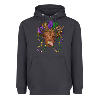 Smoke highland cow with mardi gras hat Heavyweight Hoodie - RanaPortraitStore