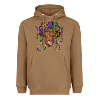Toasted Coconut highland cow with mardi gras hat Heavyweight Hoodie - RanaPortraitStore