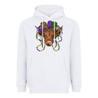 White highland cow with mardi gras hat Heavyweight Hoodie - RanaPortraitStore
