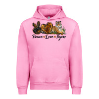 Fuchsia Pink Peace Love Tigers Urban Hoodie - LillyAllenDesigns