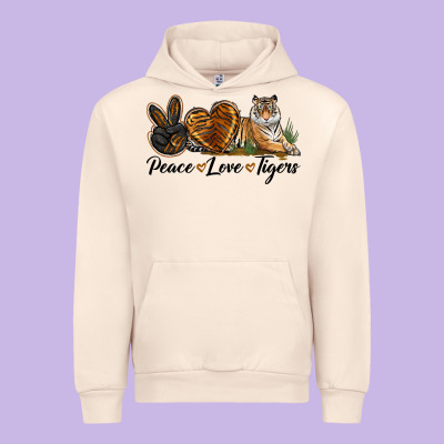Peace Love Tigers Urban Hoodie Designed By Lillyallendesigns