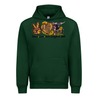 Forest Green Peace Love Texas Longhorn Bull Urban Hoodie - LillyAllenDesigns