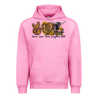 Fuchsia Pink Peace Love Texas Longhorn Bull Urban Hoodie - LillyAllenDesigns