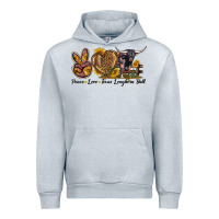 Heather Grey Peace Love Texas Longhorn Bull Urban Hoodie - LillyAllenDesigns
