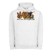 Pigment Lunar Rock Peace Love Texas Longhorn Bull Urban Hoodie - LillyAllenDesigns