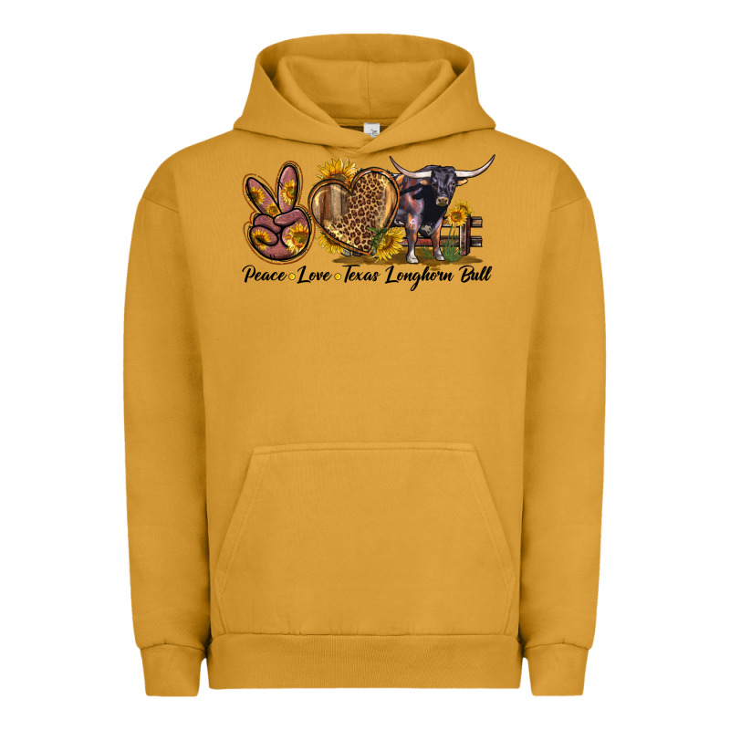 Peace Love Texas Longhorn Bull Urban Hoodie by LillyAllenDesigns | Teevron