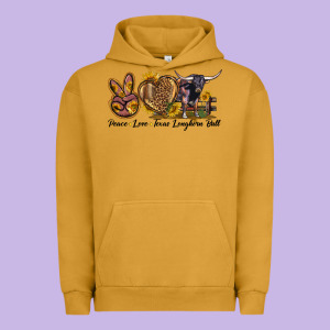 Peace Love Texas Longhorn Bull Urban Hoodie Designed By Lillyallendesigns