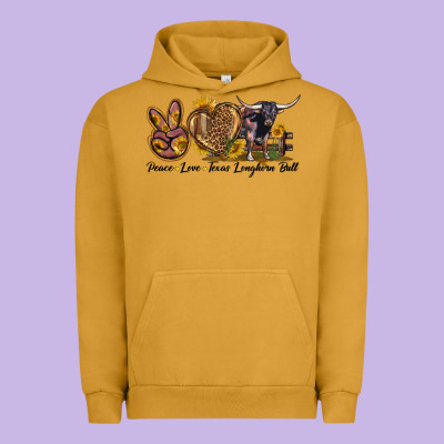 Peace Love Texas Longhorn Bull Urban Hoodie Designed By Lillyallendesigns