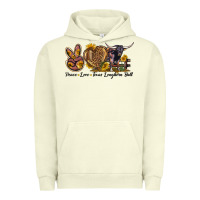 Pigment Pistachio Peace Love Texas Longhorn Bull Urban Hoodie - LillyAllenDesigns