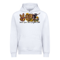White Peace Love Texas Longhorn Bull Urban Hoodie - LillyAllenDesigns
