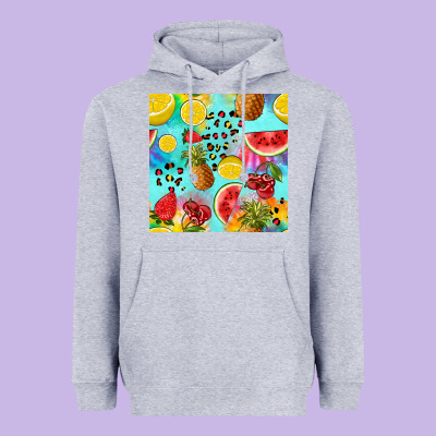 Fruits Tie Dye Seamless Pattern Heavyweight Hoodie Designed By Zillion Design Studio